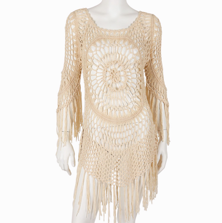 Valenzora | Cover-up im Boho-Stil, langärmelig, Bikini-Cover-up, Strand-Outfits