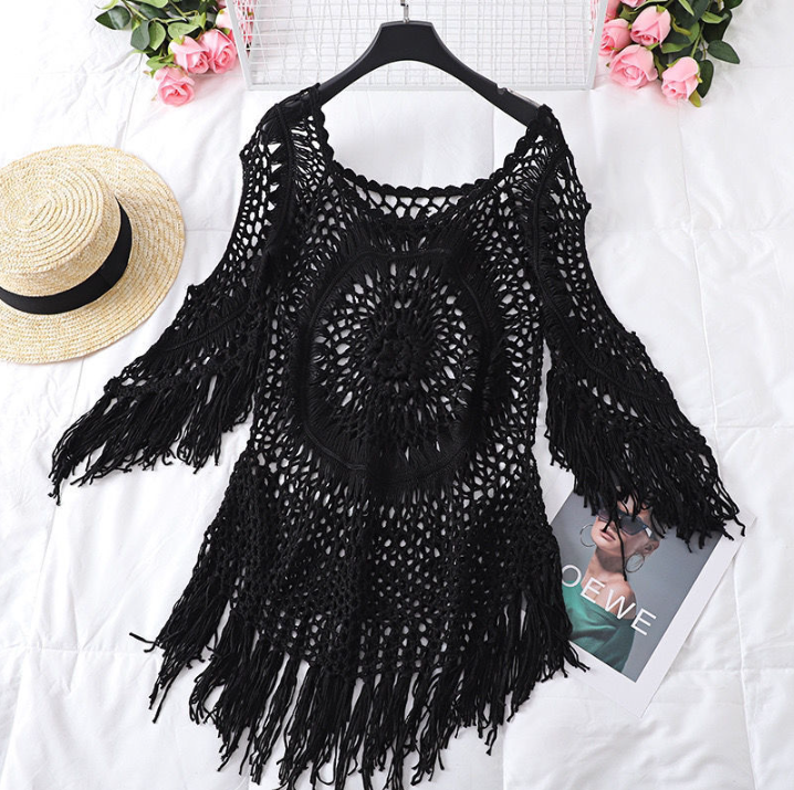 Valenzora | Cover-up im Boho-Stil, langärmelig, Bikini-Cover-up, Strand-Outfits