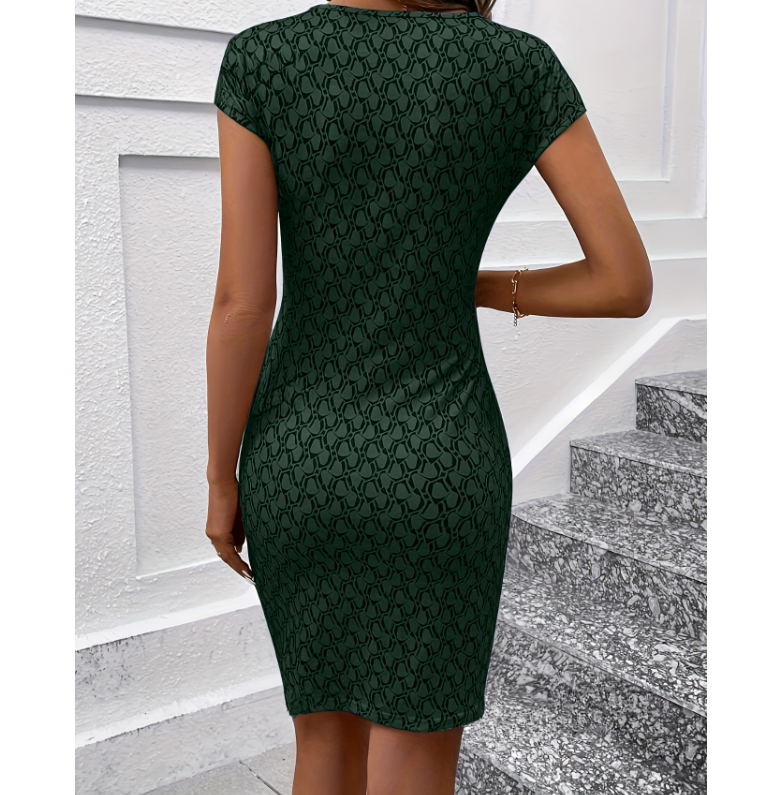 Valenzora | Elegantes Kleid mit Rundhalsausschnitt und Allover-Print