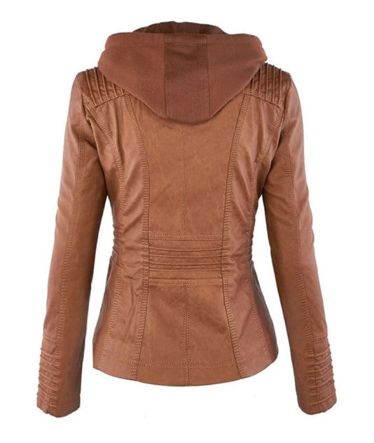 Women's Leather Jacket with Hood | Perfect for Casual Days