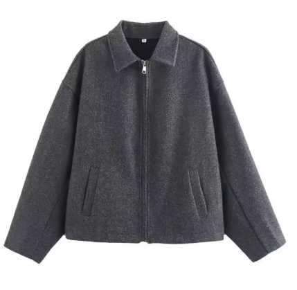 Valenzora | Brown Wool Jacket for Women with Elegant Collar