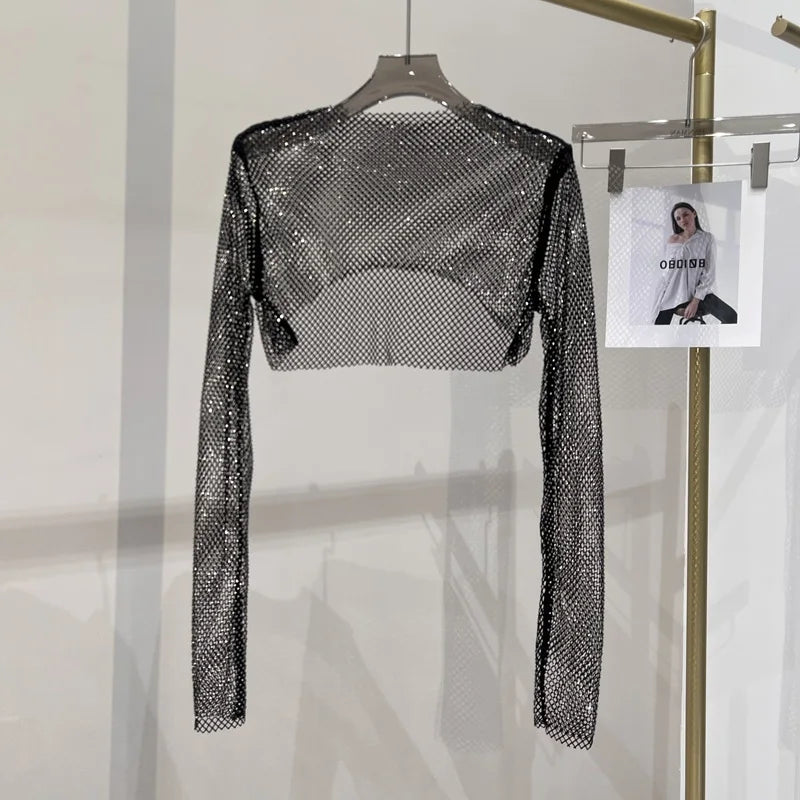 Valenzora | Diamond Long Sleeve Mesh Top