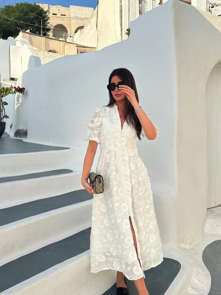 Valenzora | Midi Dress with Embroidery – Elegant Women's Fashion for Every Occasion