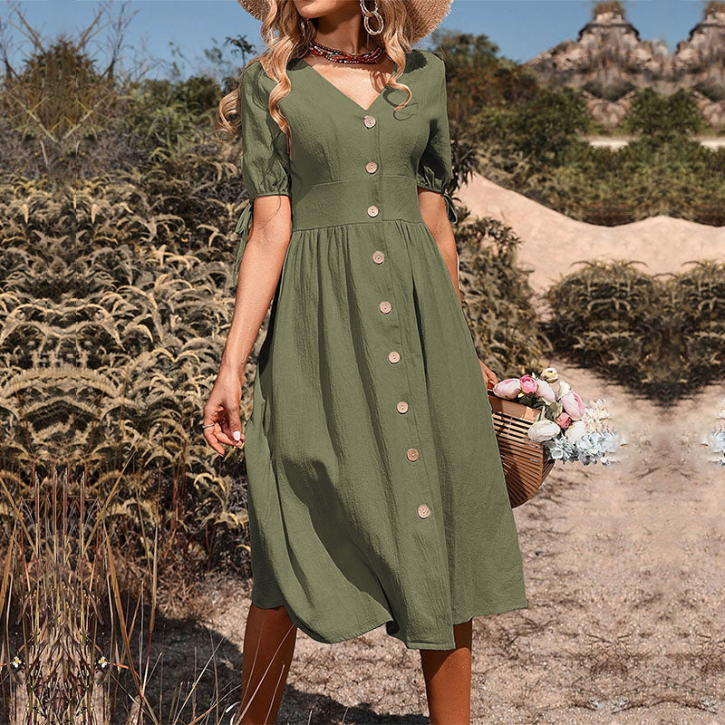 Valenzora - Casual midi dress with buttons