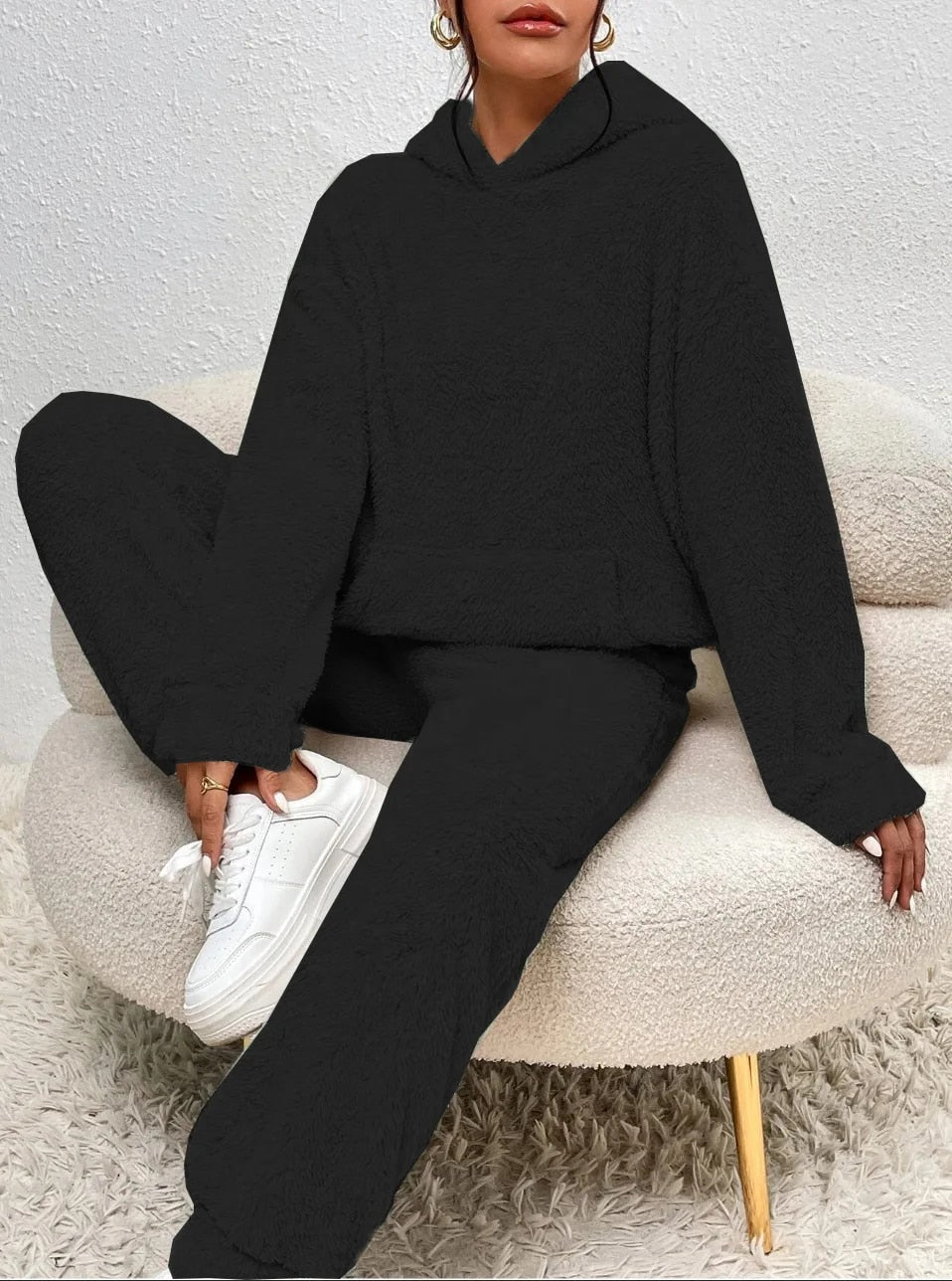 Valenzora | Teddy-Loungekleidung mit Kapuze für Damen