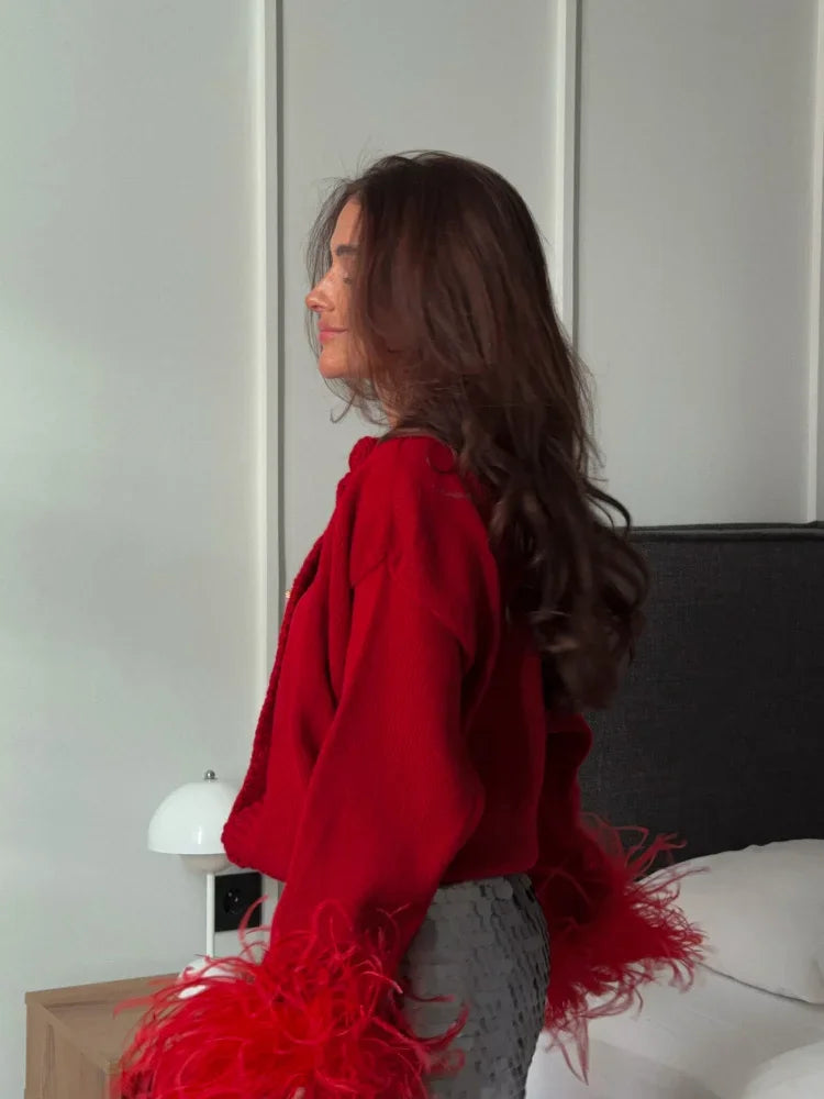 Valenzora | Chic feather cardigan