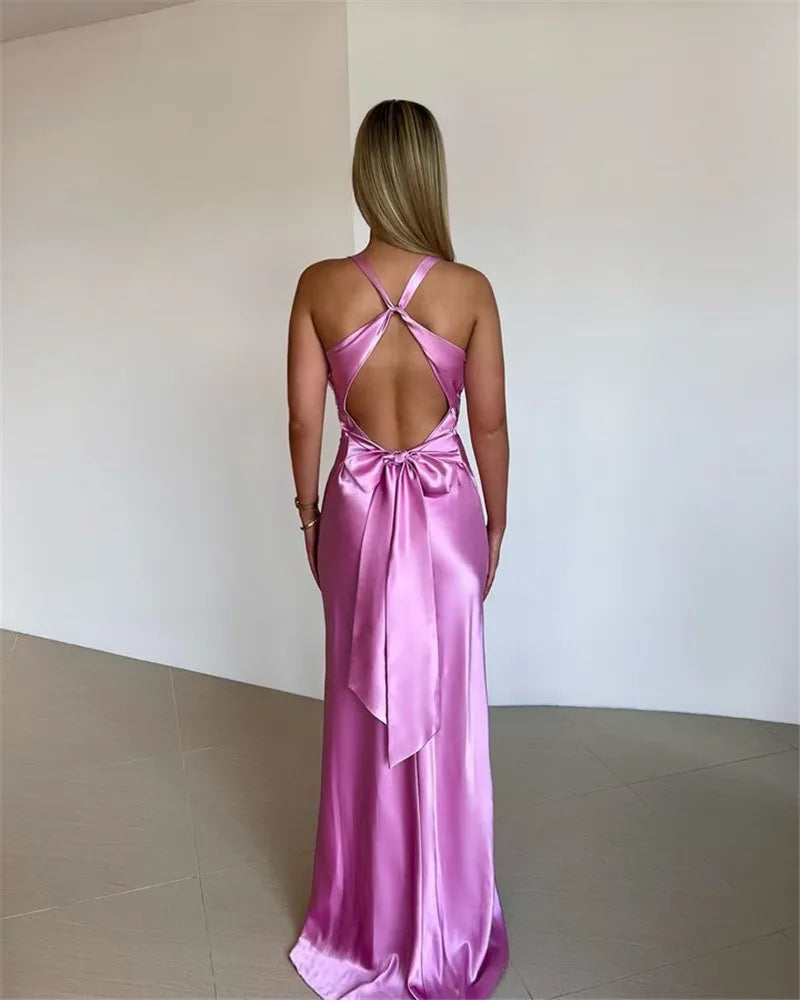 Valenzora | Bow Backless Evening Maxi Dress