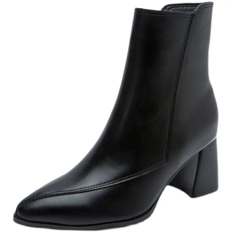 Valenzora - Women's trendy chunky heeled boots with pointed toe and waterproof platform