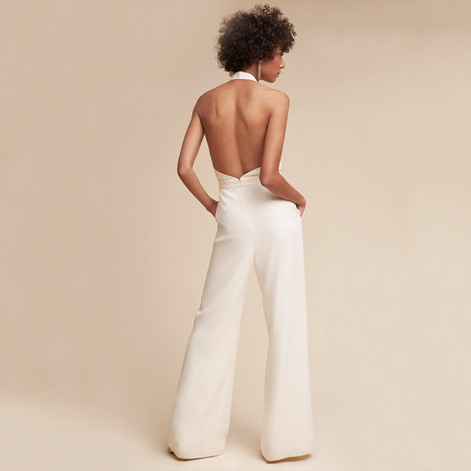 Valenzora | Ärmelloser Jumpsuit, tiefer V-Ausschnitt, weites Bein, elegante Passform, Abendgarderobe
