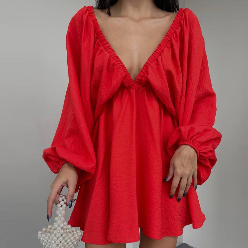 Valenzora | Gathered mini dress with butterfly sleeves