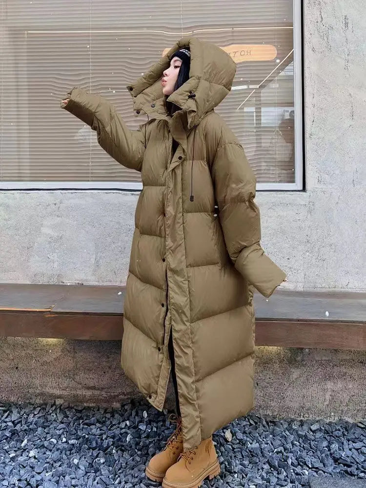 Valenzora | Long Stylish Down Jacket T-Shirt with Hood