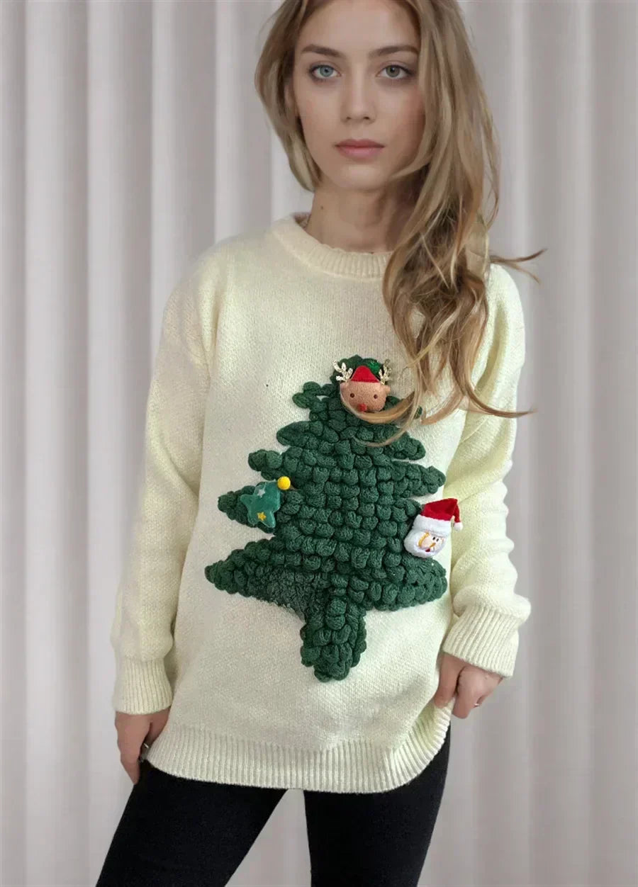 Valenzora - Hässlicher Weihnachtspullover - Hyggeliger Pullover mit 3D-Details und Weihnachtsthema