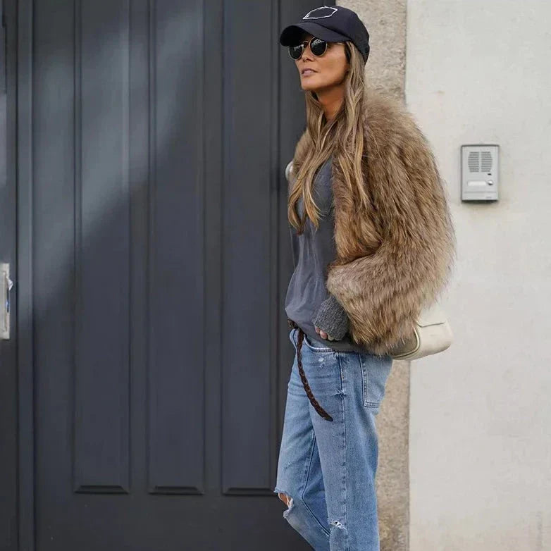 Valenzora - Women's Fashion Plush Faux Fur Jacket