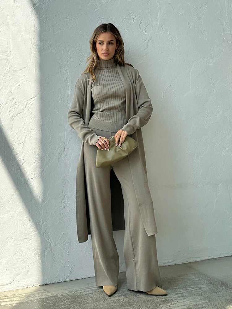 Valenzora | Women's Luxury 3-Piece Knit Co-Order Set Soft & Stretchy