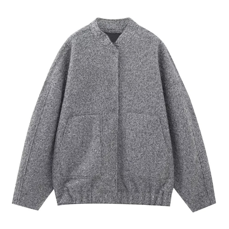 Valenzora - Oversized wool coat with round neck and buttons