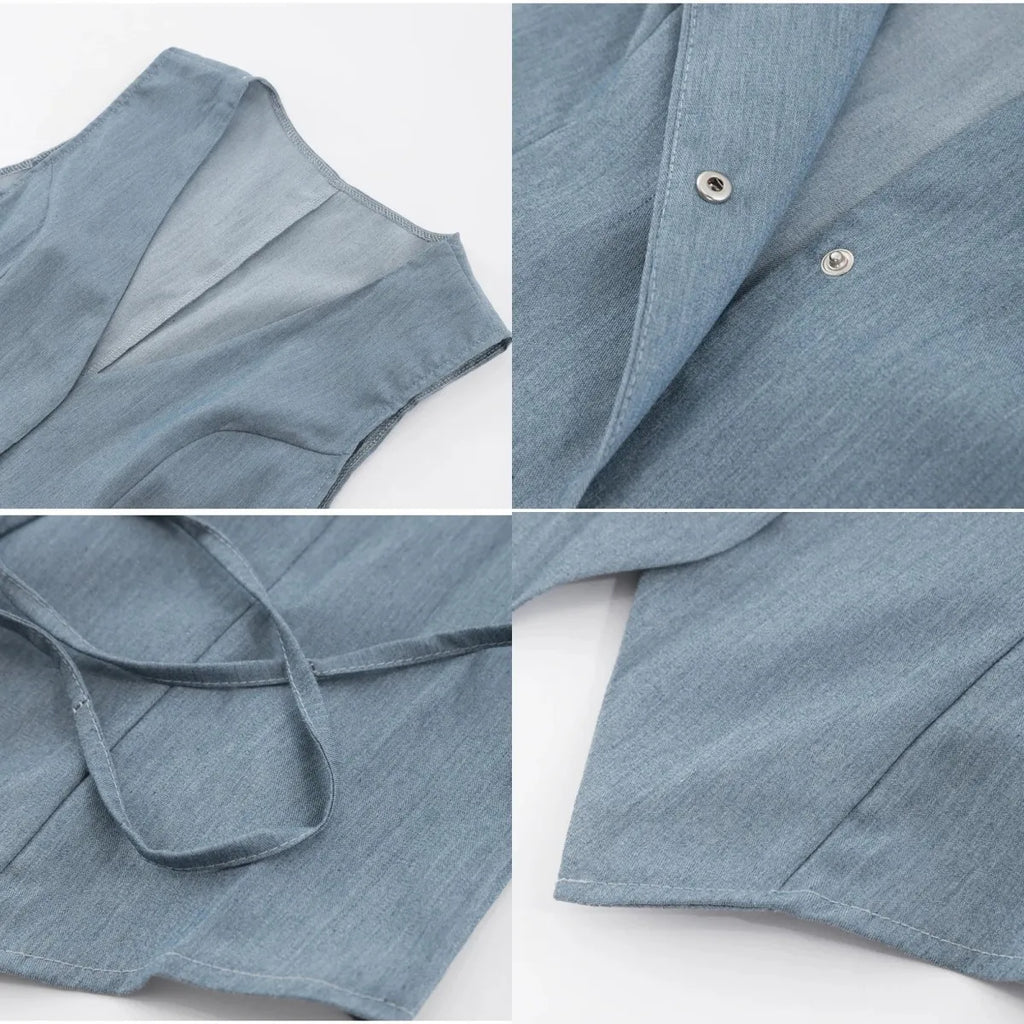 Valenzora | Neue Mode Sexy Damen Tops V-Ausschnitt Weste Slim Ärmellose Office Ladies Weste Einfarbig Schnür-Tops