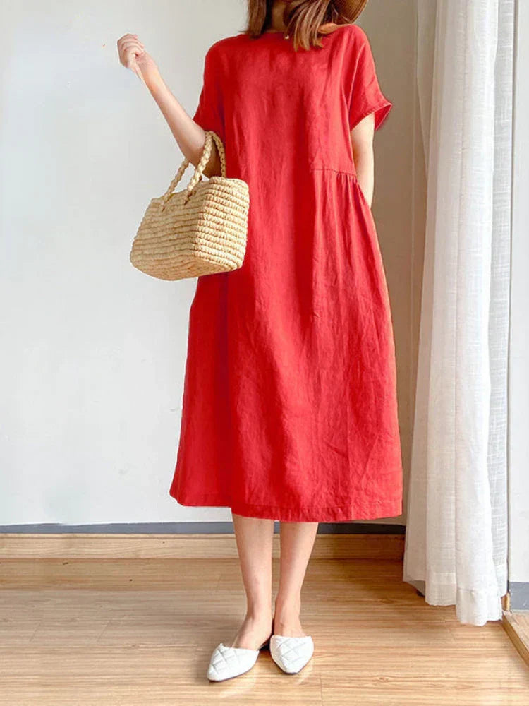 Valenzora | Solid Color Midi Dress Made of