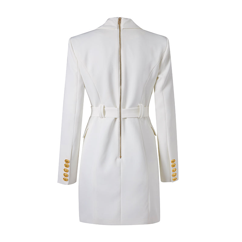 Valenzora - Schickes Blazer-Kleid mit Taillengürtel und schönen Knopfdetails