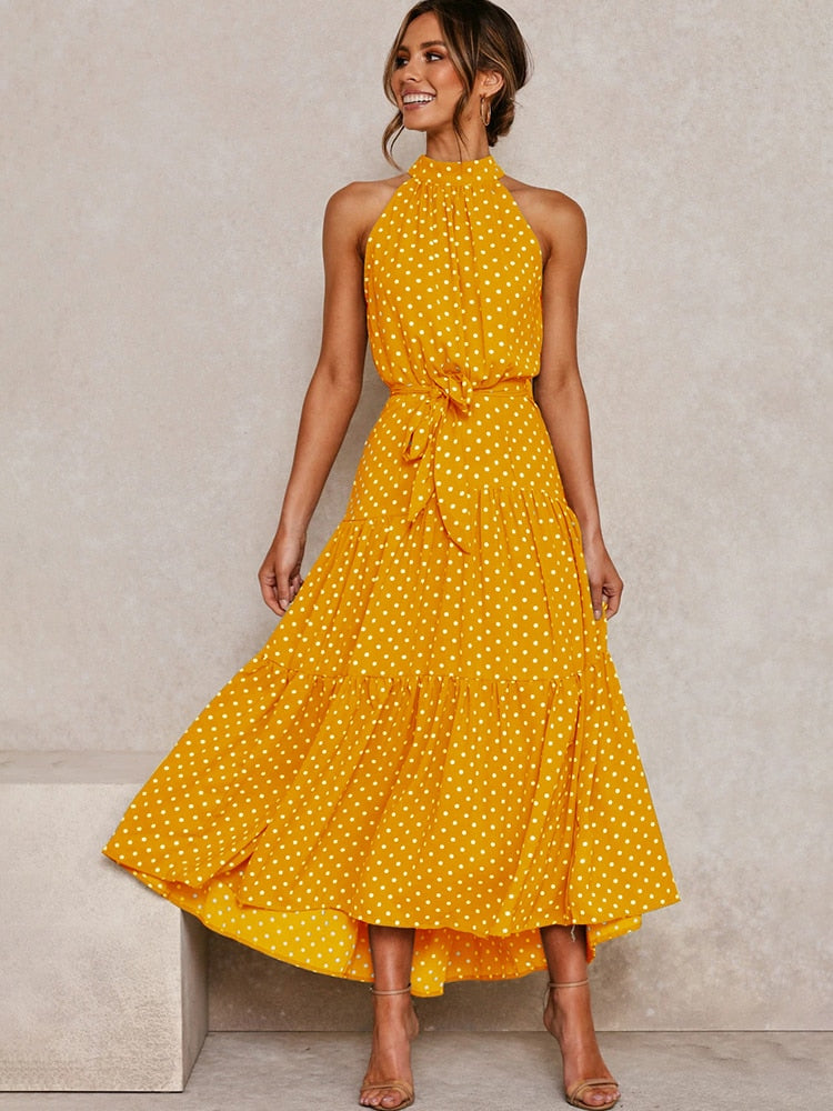Valenzora | Tupfen-Neckholderkleid