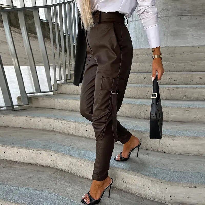 Valenzora | Modern vegan leather trousers with