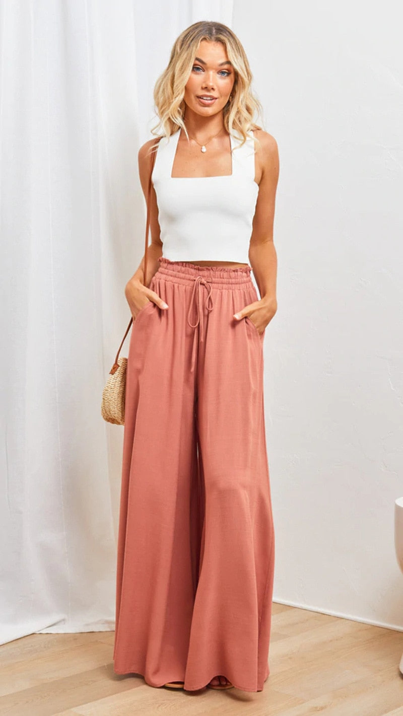 Valenzora Cozy Summit Trousers | Women's Comfortable Pleated Wide-Leg Trousers