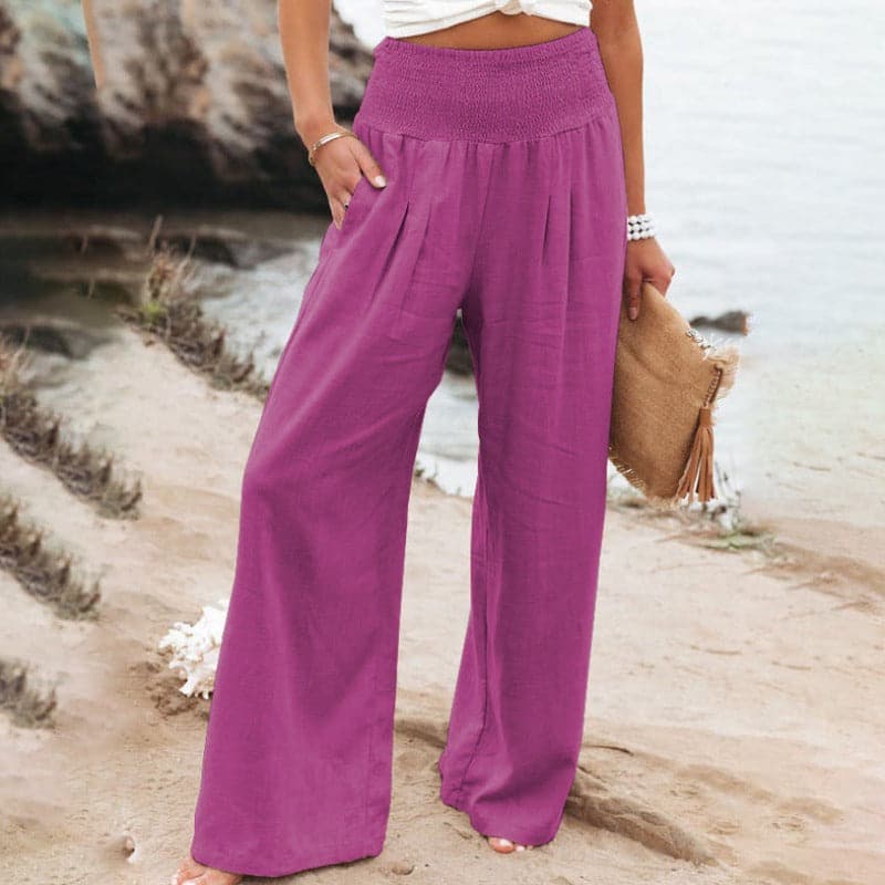 Valenzora | Casual wide linen trousers for women