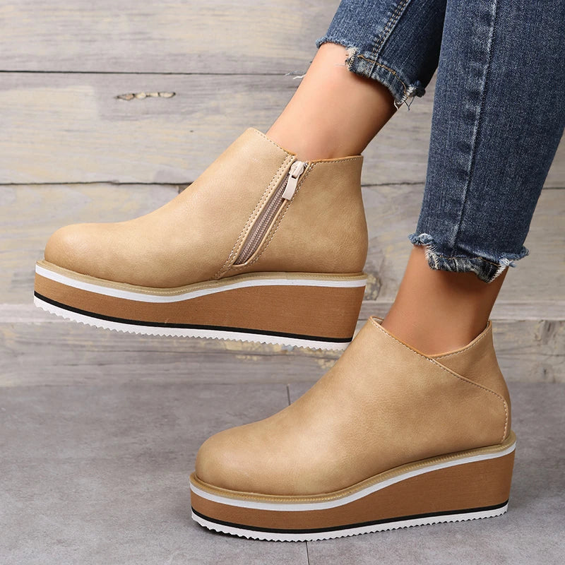 Valenzora – Stylische Stiefeletten mit Reißverschluss und Plateau