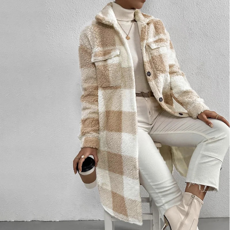 Valenzora | Karierte Damenjacke mit Polarfleece