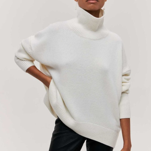 Valenzora | Oversized Rollkragenpullover, weicher Strick, gerippte Bündchen