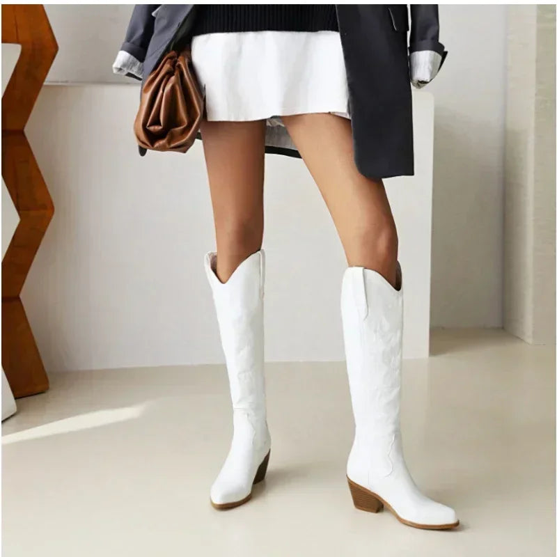 Valenzora | Knee-high suede cowboy boots for women