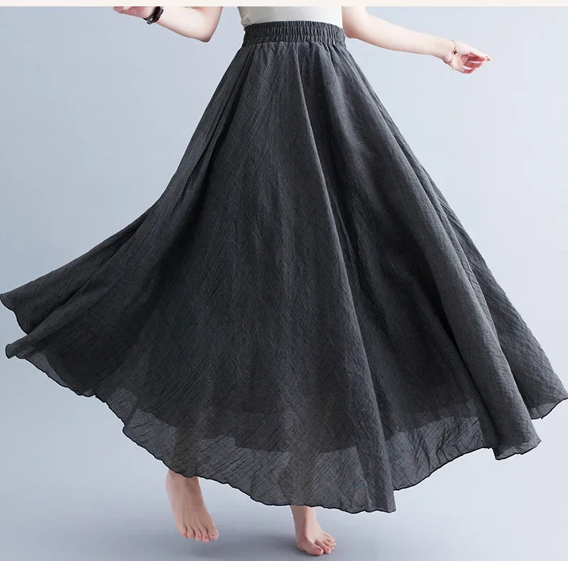 Valenzora | Fashion Baumwolle Leinen Kleidung Damenröcke Maxi Y2K Elegante Strand Saia Ropa Mujer Freizeitkleid Boho Lange Röcke Faldas Harajuku