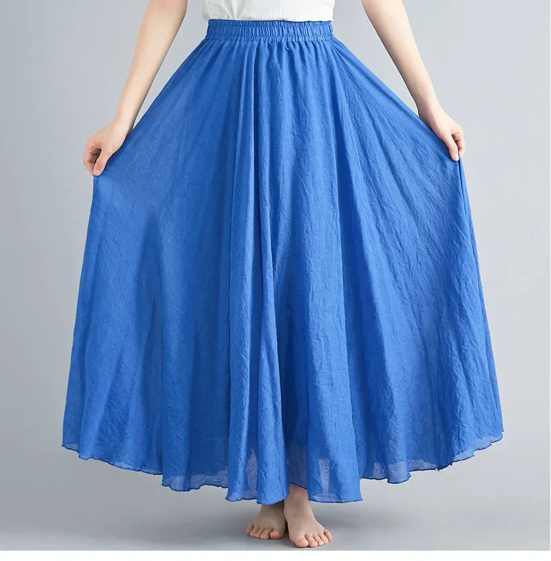 Valenzora | Fashion Baumwolle Leinen Kleidung Damenröcke Maxi Y2K Elegante Strand Saia Ropa Mujer Freizeitkleid Boho Lange Röcke Faldas Harajuku