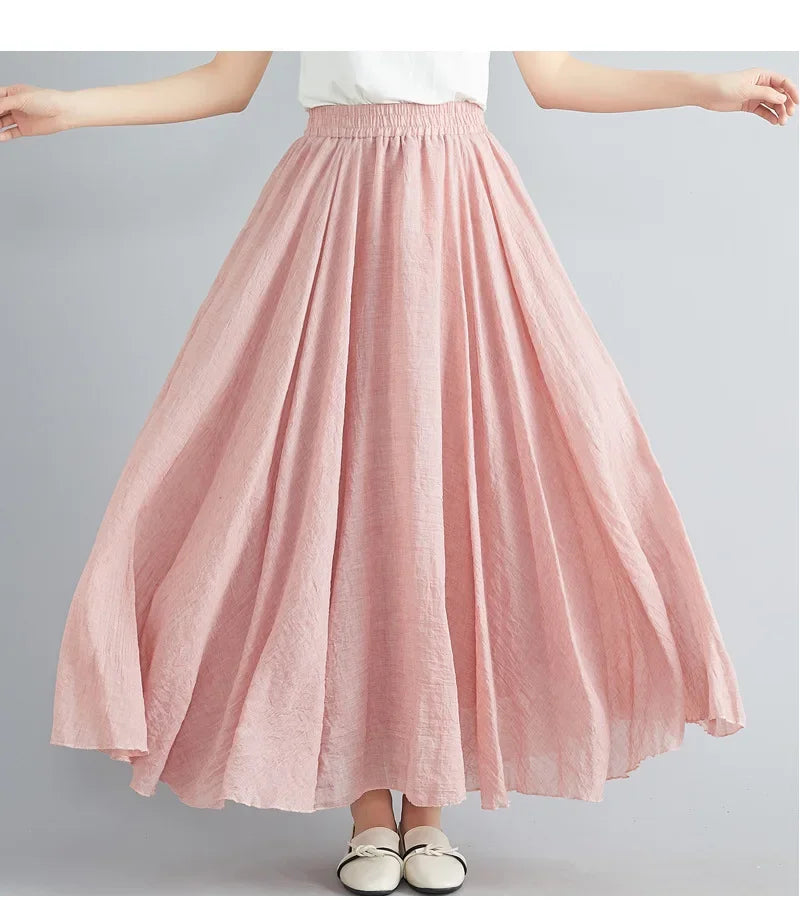 Valenzora | Fashion Baumwolle Leinen Kleidung Damenröcke Maxi Y2K Elegante Strand Saia Ropa Mujer Freizeitkleid Boho Lange Röcke Faldas Harajuku