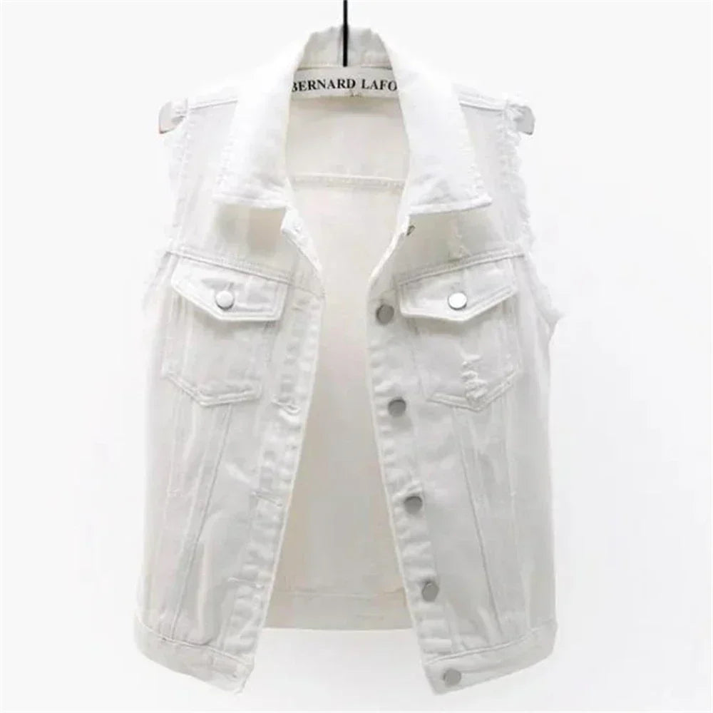 Valenzora | Sleeveless denim vest for women in bright colors