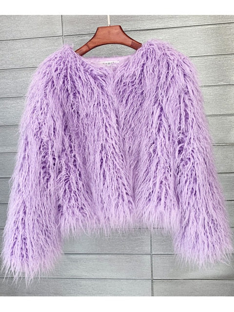 Valenzora Mantel für Damen, dicker, warmer Kunstpelzmantel