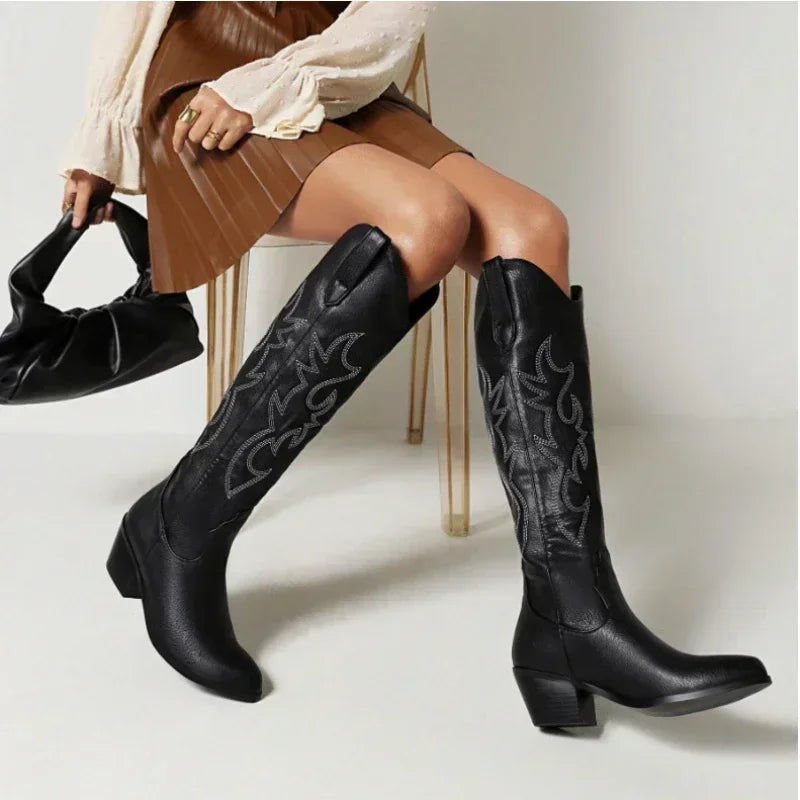 Valenzora | Knee-high suede cowboy boots for women
