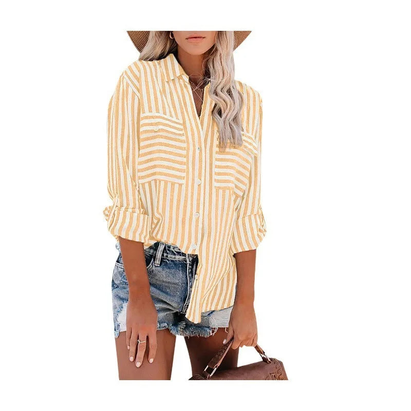 Valenzora | Classic Striped Button-Down Shirt for Women