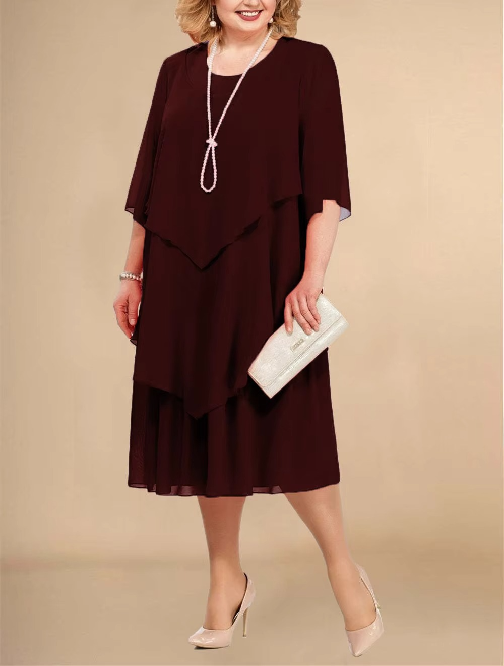 Valenzora | Elegant chiffon dress with a layered look