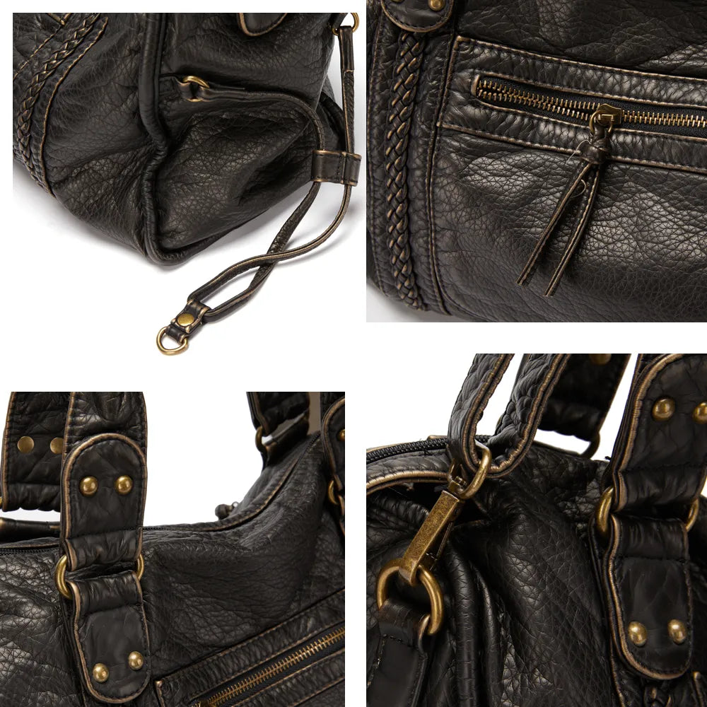 Obsidian - Luxuriöse schwarze Ledertasche