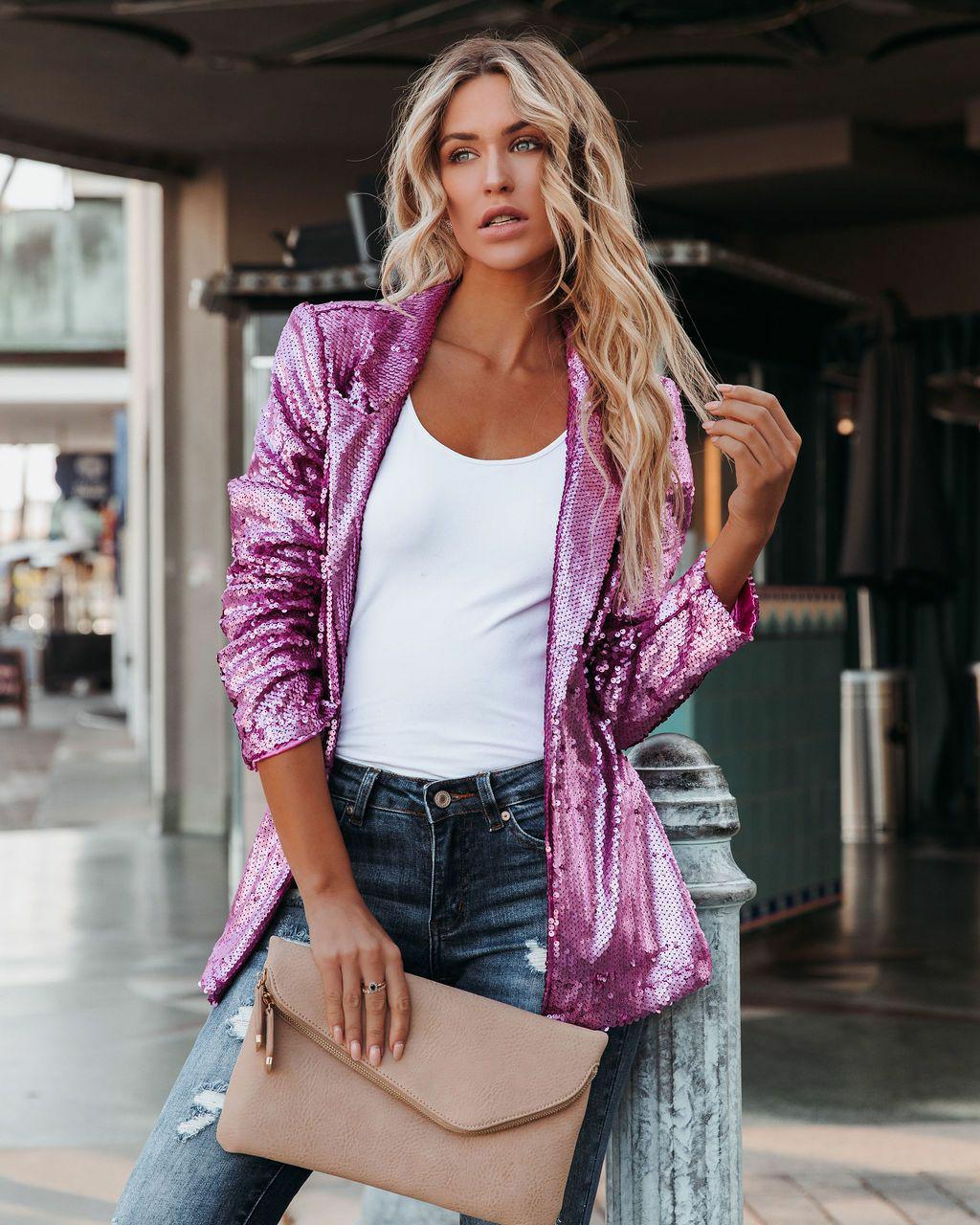 Valenzora | Glänzender Blazer für Damen – elegant und glamourös
