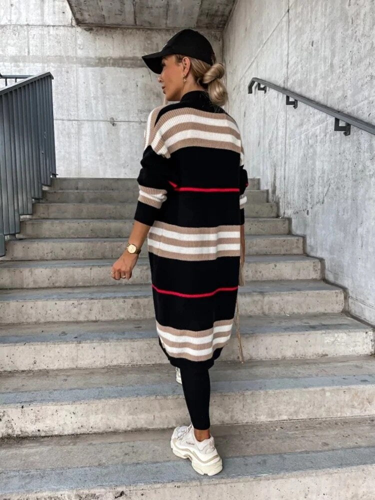 Valenzora | Langer gestreifter Cardigan für Damen