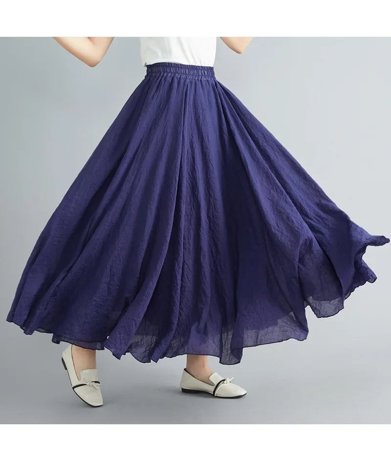 Valenzora | Fashion Baumwolle Leinen Kleidung Damenröcke Maxi Y2K Elegante Strand Saia Ropa Mujer Freizeitkleid Boho Lange Röcke Faldas Harajuku