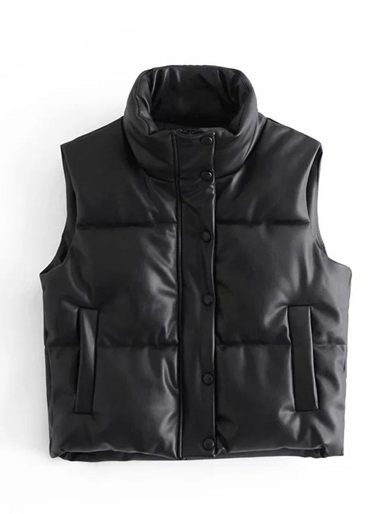 Valenzora Leather Jackets for Women | Elegant Stand-Up Collar Vests | Fashionable Zip-Up Jackets