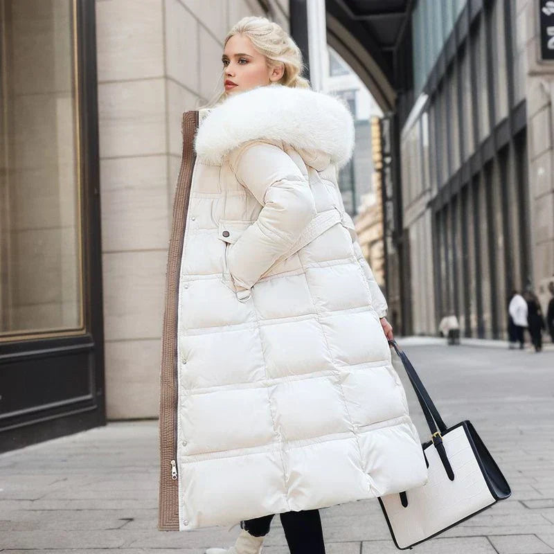 Valenzora - Winter jacket with fur collar and belt