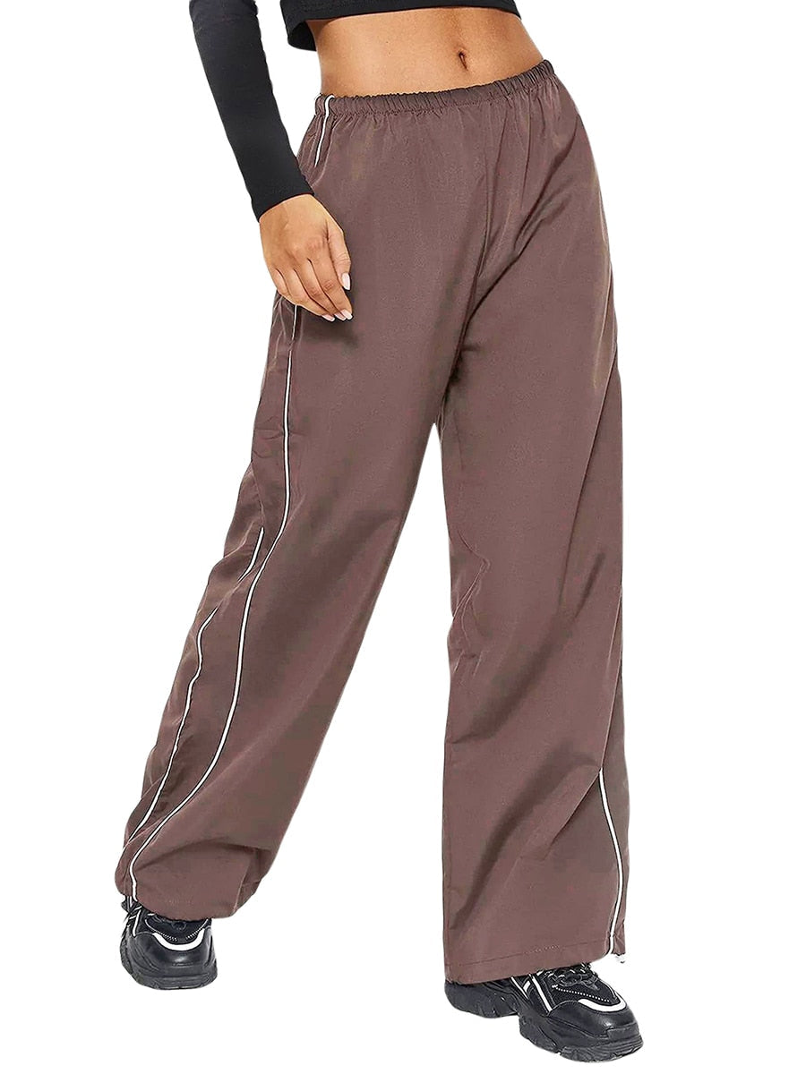 Valenzora Generous Cargohose | Damen Kordelzug Elastische Niedrige Taille Parachute-Hose