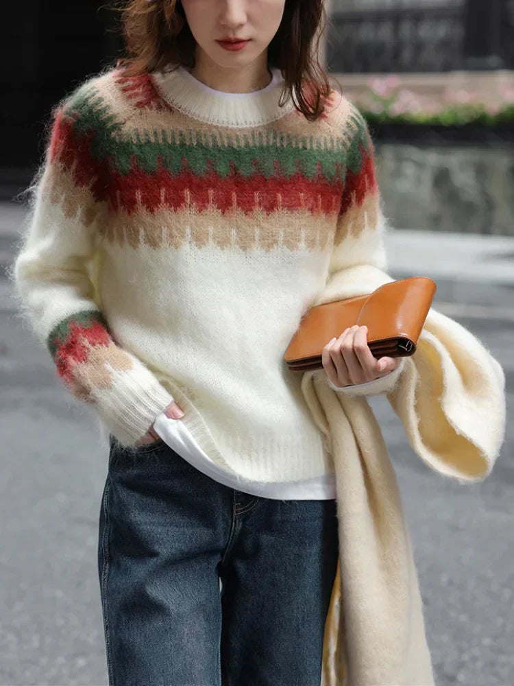 Valenzora - Ugly Christmas Sweater - Chunky knit sweater with retro pattern