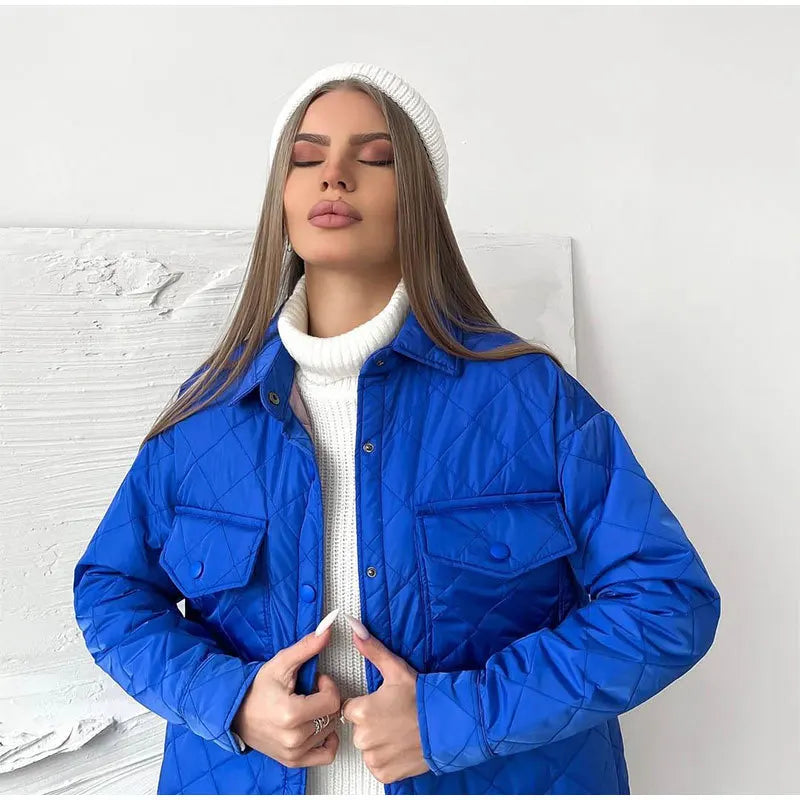 quilted jacket with snap fasteners