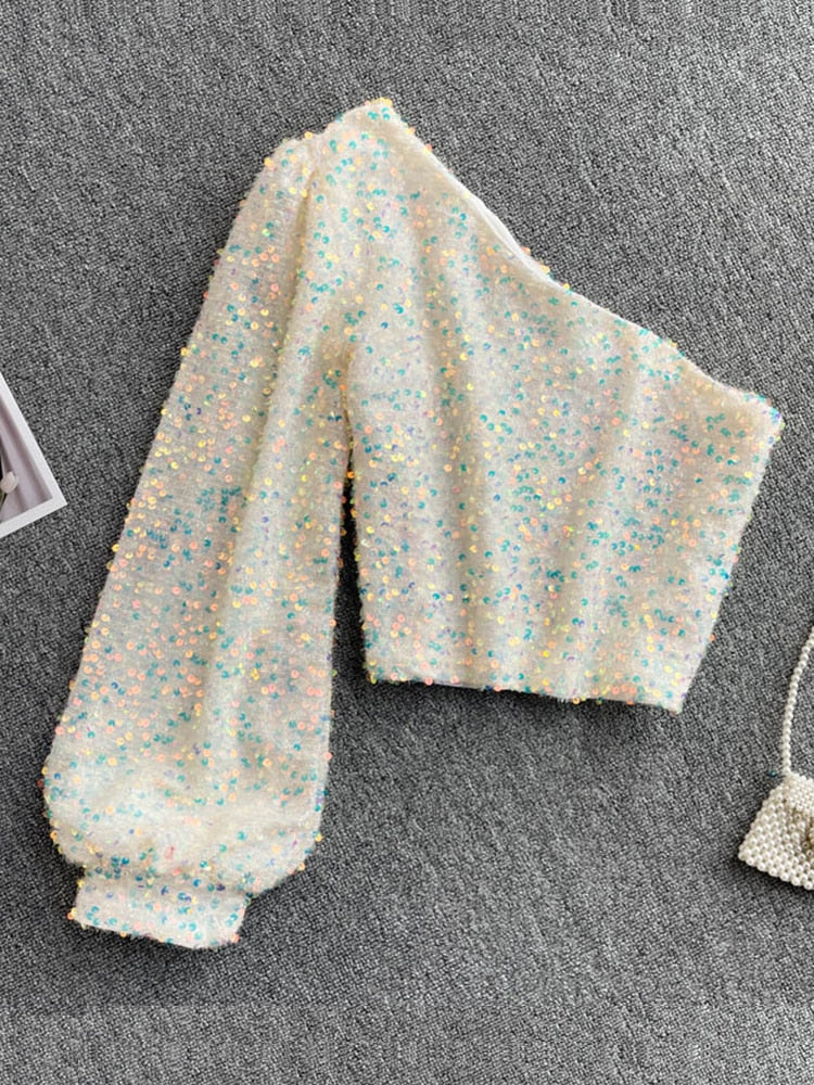 Valenzora | Glitzerndes Top mit einem Schulterträger