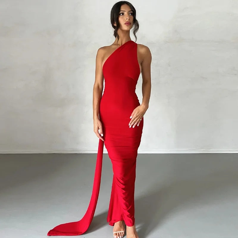 Valenzora | Elegantes, eng anliegendes Kleid mit One-Shoulder-Schnitt und hohem Rücken