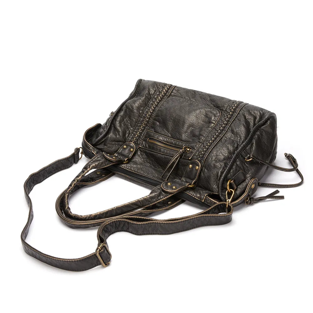 Obsidian - Luxuriöse schwarze Ledertasche